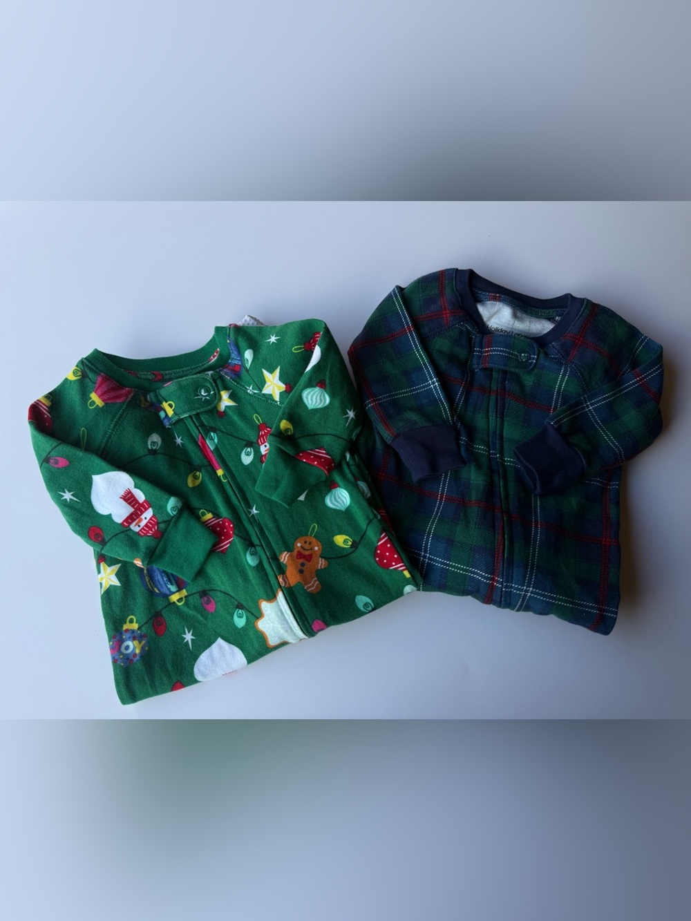Toddler Green Holiday Pajama Set - Festive Print & Plaid